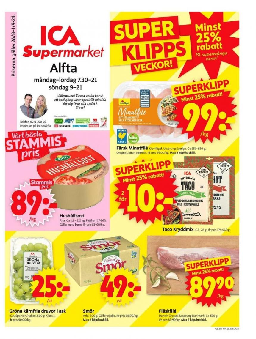 Fantastiska rabatter på utvalda produkter. ICA Supermarket (2024-09-01-2024-09-01)